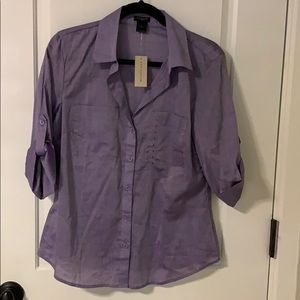 Ann Taylor Lilac Button Down Blouse NWT
